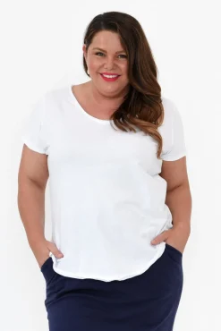 Cotton Tops<Elm White Cotton Fundamental Vee Tee