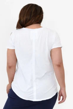 Cotton Tops<Elm White Cotton Fundamental Vee Tee