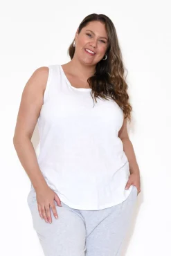 Cotton Tops<Elm White Cotton Scoop Tank