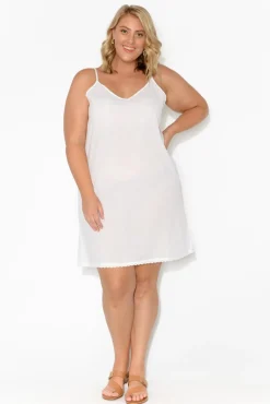 Slips<Orientique White Cotton Slip Dress
