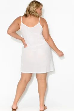 Slips<Orientique White Cotton Slip Dress