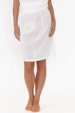 Skirts<Orientique White Cotton Slip Skirt