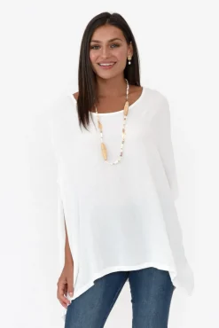 Sleeved Tops<Boho White Drape Top