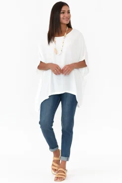 Sleeved Tops<Boho White Drape Top