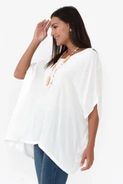 Sleeved Tops<Boho White Drape Top