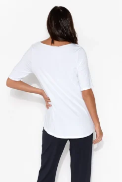 Sleeved Tops<Tani White Half Sleeve Micro Modal Top