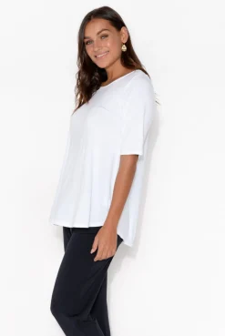 Sleeved Tops<Tani White Half Sleeve Micro Modal Top