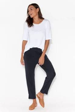 Sleeved Tops<Tani White Half Sleeve Micro Modal Top