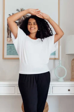 Sleeved Tops<Betty Basics White Maui Tee