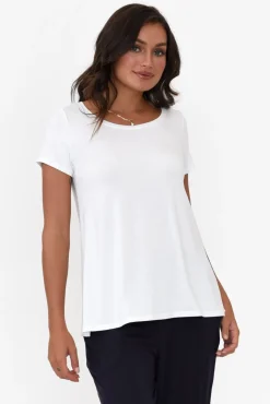 Sleeved Tops<Tani White Micro Modal Swing Tee