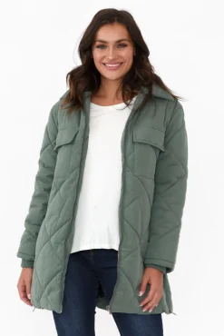 Jackets<Foxwood Whitley Green Longline Puffer Jacket