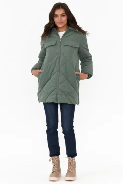 Jackets<Foxwood Whitley Green Longline Puffer Jacket