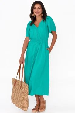 Linen Dresses<Betty Basics Whitney Teal Linen Blend Dress