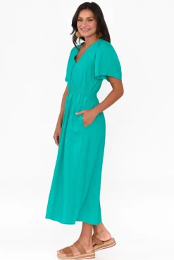Linen Dresses<Betty Basics Whitney Teal Linen Blend Dress