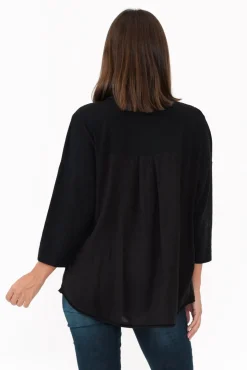 Cotton Tops<La Strada Willard Black Cotton Sequin Top