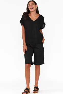 Shorts<Threadz Wilson Black Cotton Short