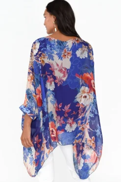 Tunic Tops<AE Luxe Wisteria Cobalt Floral Silk Layer Top