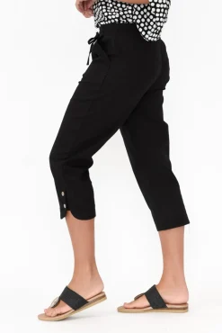 Pants<Willow Tree Wright Black Linen Blend Stretch Pant