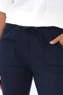 Pants<Willow Tree Wright Navy Linen Blend Stretch Pant