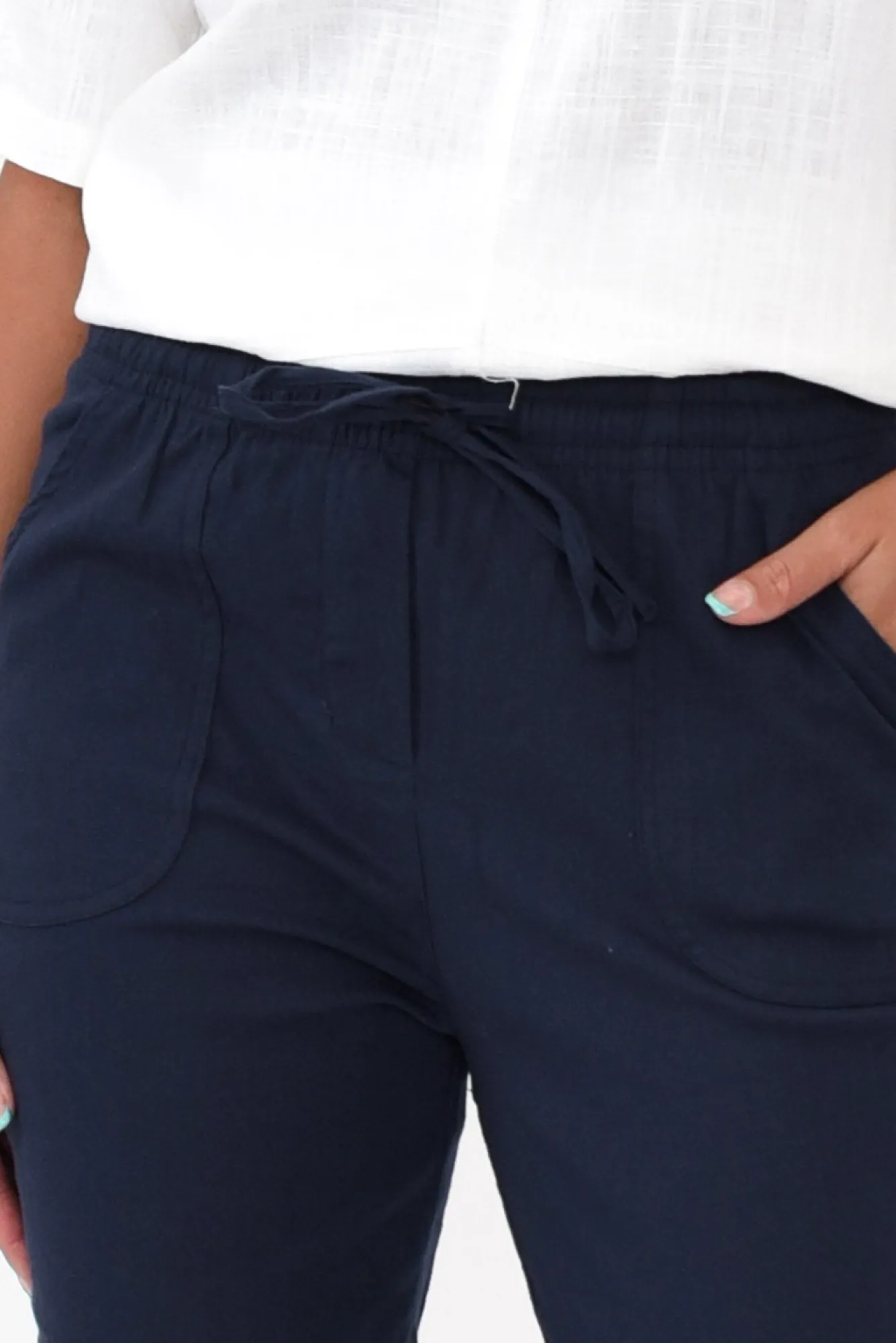 Pants<Willow Tree Wright Navy Linen Blend Stretch Pant