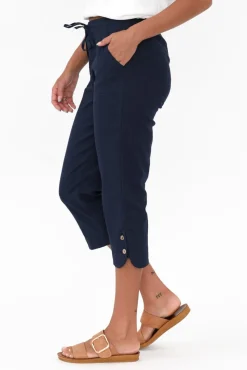 Pants<Willow Tree Wright Navy Linen Blend Stretch Pant