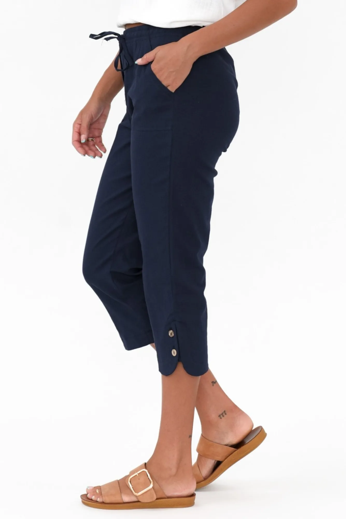 Pants<Willow Tree Wright Navy Linen Blend Stretch Pant
