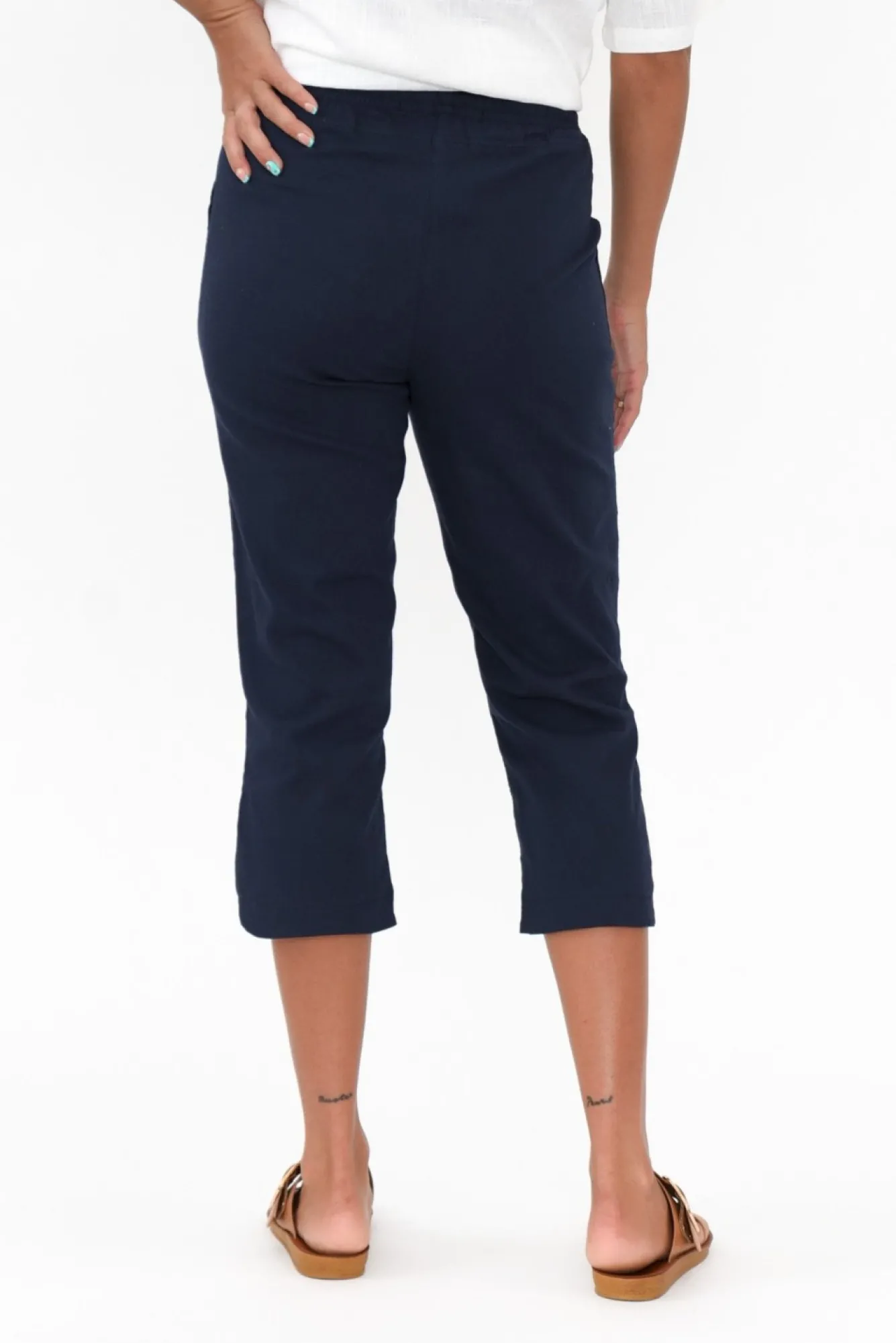 Pants<Willow Tree Wright Navy Linen Blend Stretch Pant