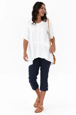 Pants<Willow Tree Wright Navy Linen Blend Stretch Pant