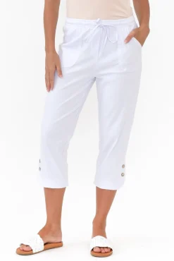 Pants<Willow Tree Wright White Linen Blend Stretch Pant