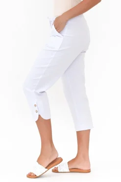 Pants<Willow Tree Wright White Linen Blend Stretch Pant