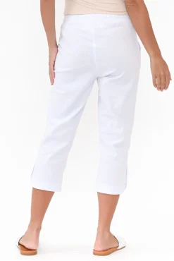 Pants<Willow Tree Wright White Linen Blend Stretch Pant