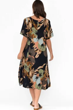 Midi Dresses<Willow Tree Yazi Navy Abstract Pocket Midi Dress