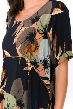 Midi Dresses<Willow Tree Yazi Navy Abstract Pocket Midi Dress