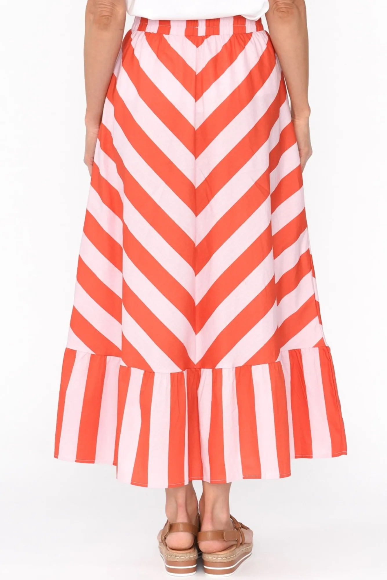 Skirts<Label Of Love Yordan Pink Stripe Cotton Frill Skirt