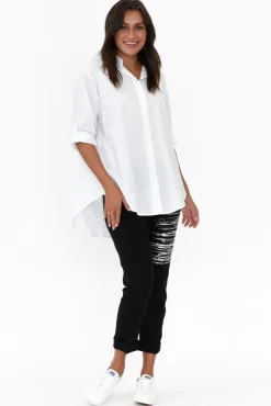 Pants<La Strada Zachary Black Foil Stretch Pant