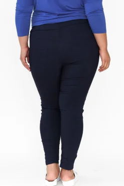 Pants<La Strada Zachary Navy Foil Stretch Pant