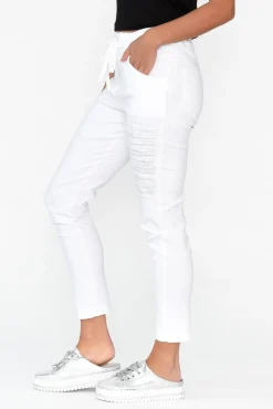 Pants<La Strada Zachary White Foil Stretch Pant