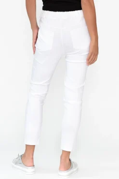 Pants<La Strada Zachary White Foil Stretch Pant