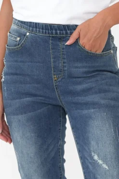 Jeans<Threadz Zadie Distressed Blue Stretch Jean