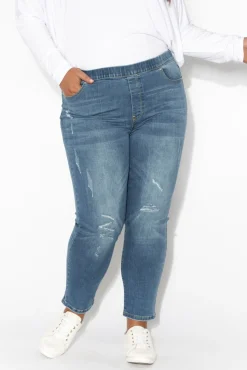 Jeans<Threadz Zadie Distressed Blue Stretch Jean
