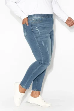 Jeans<Threadz Zadie Distressed Blue Stretch Jean