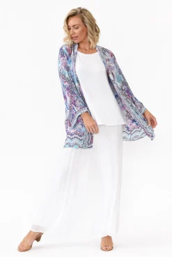 Jackets<Fashion Spectrum Zahara Blue Silk Short Kimono