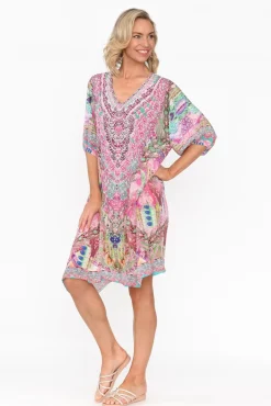 Above Knee Dresses<Fashion Spectrum Zahara Pink Silk Dress