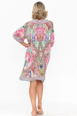Above Knee Dresses<Fashion Spectrum Zahara Pink Silk Dress