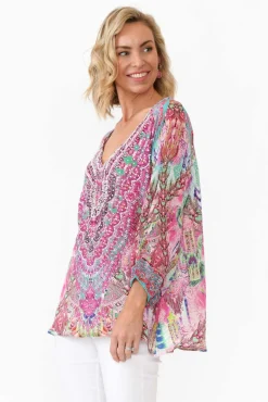 Sleeved Tops<Fashion Spectrum Zahara Pink Silk Gypsy Top