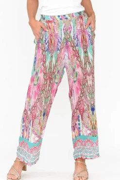 Pants<Fashion Spectrum Zahara Pink Silk Wide Leg Pant