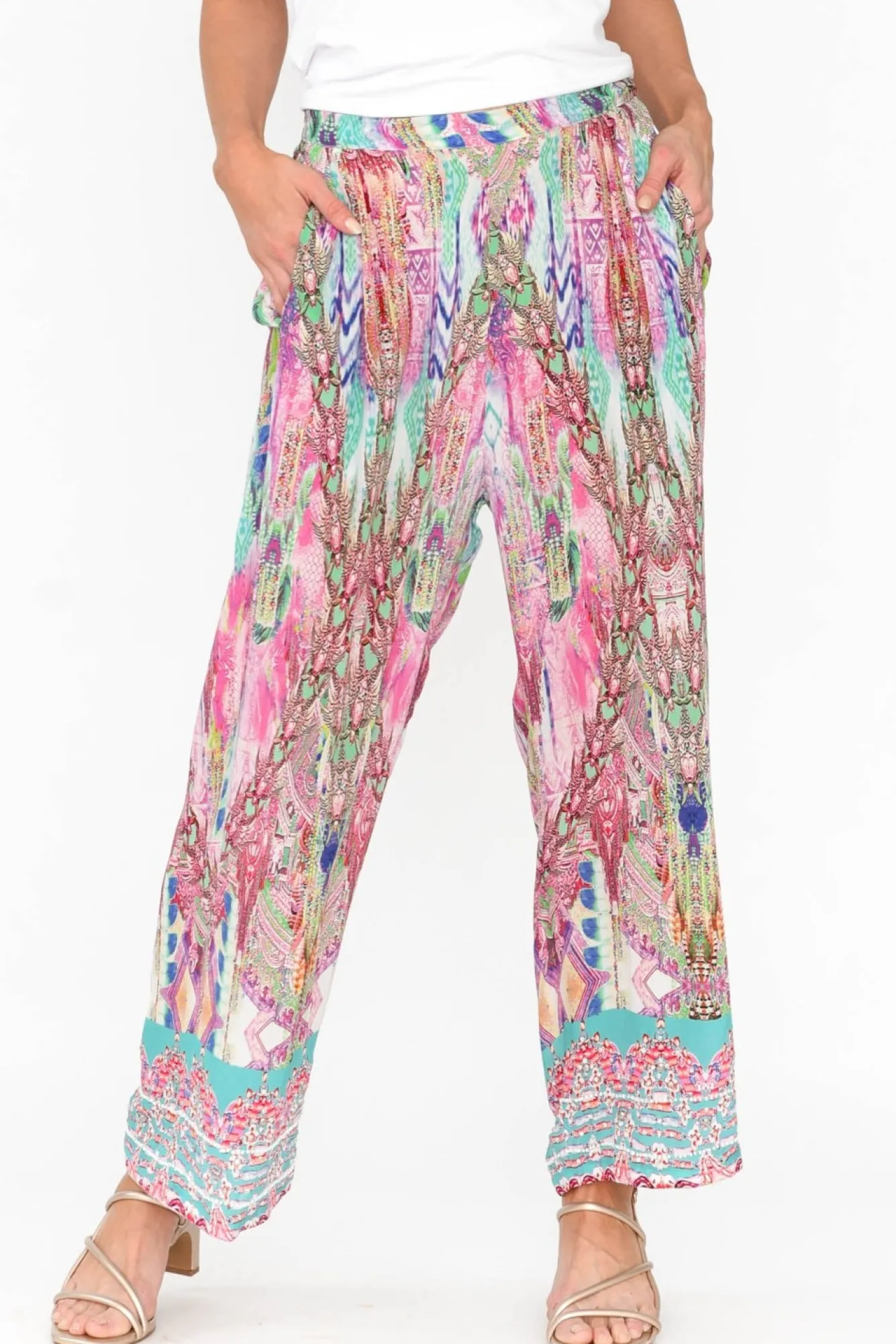 Pants<Fashion Spectrum Zahara Pink Silk Wide Leg Pant
