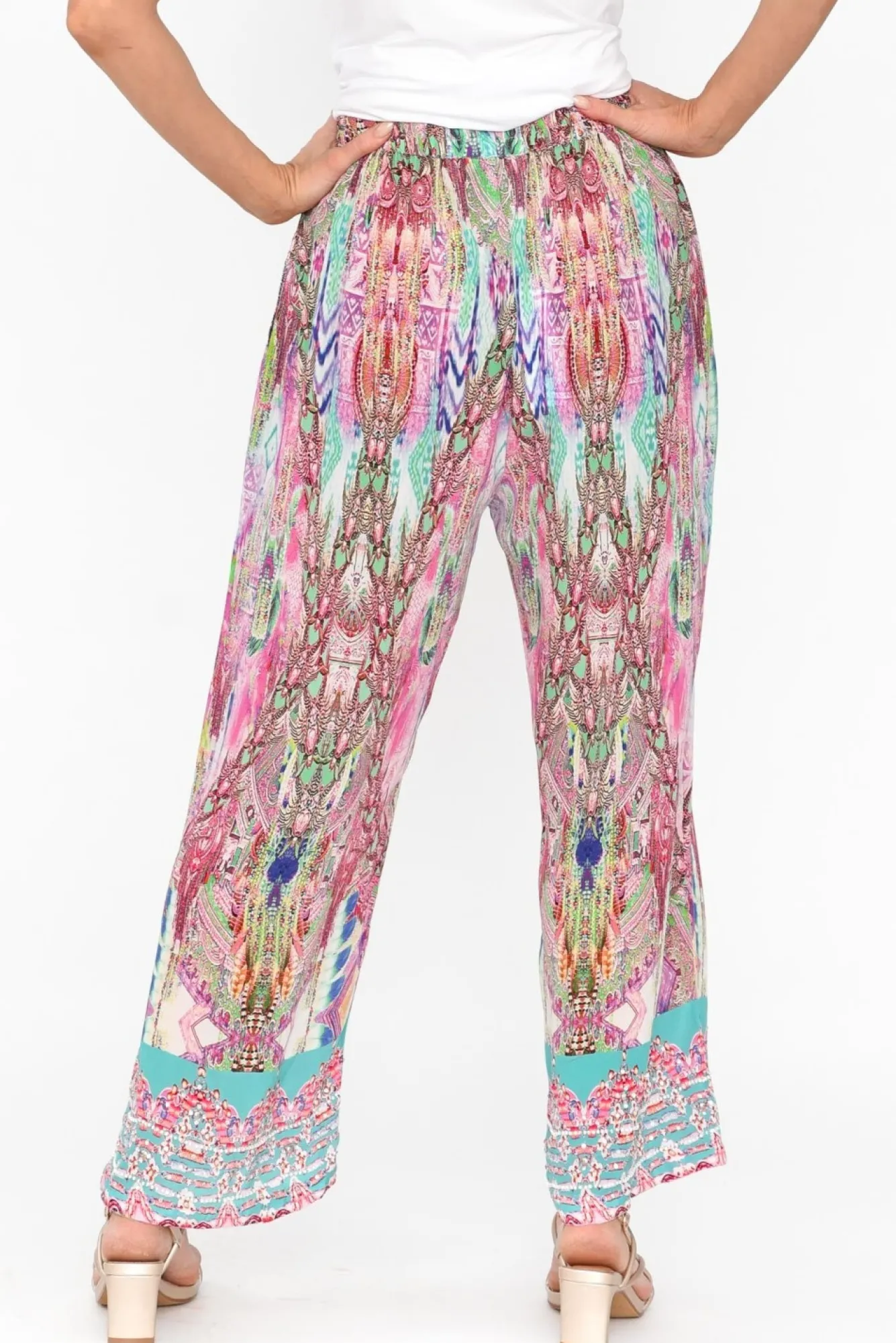 Pants<Fashion Spectrum Zahara Pink Silk Wide Leg Pant