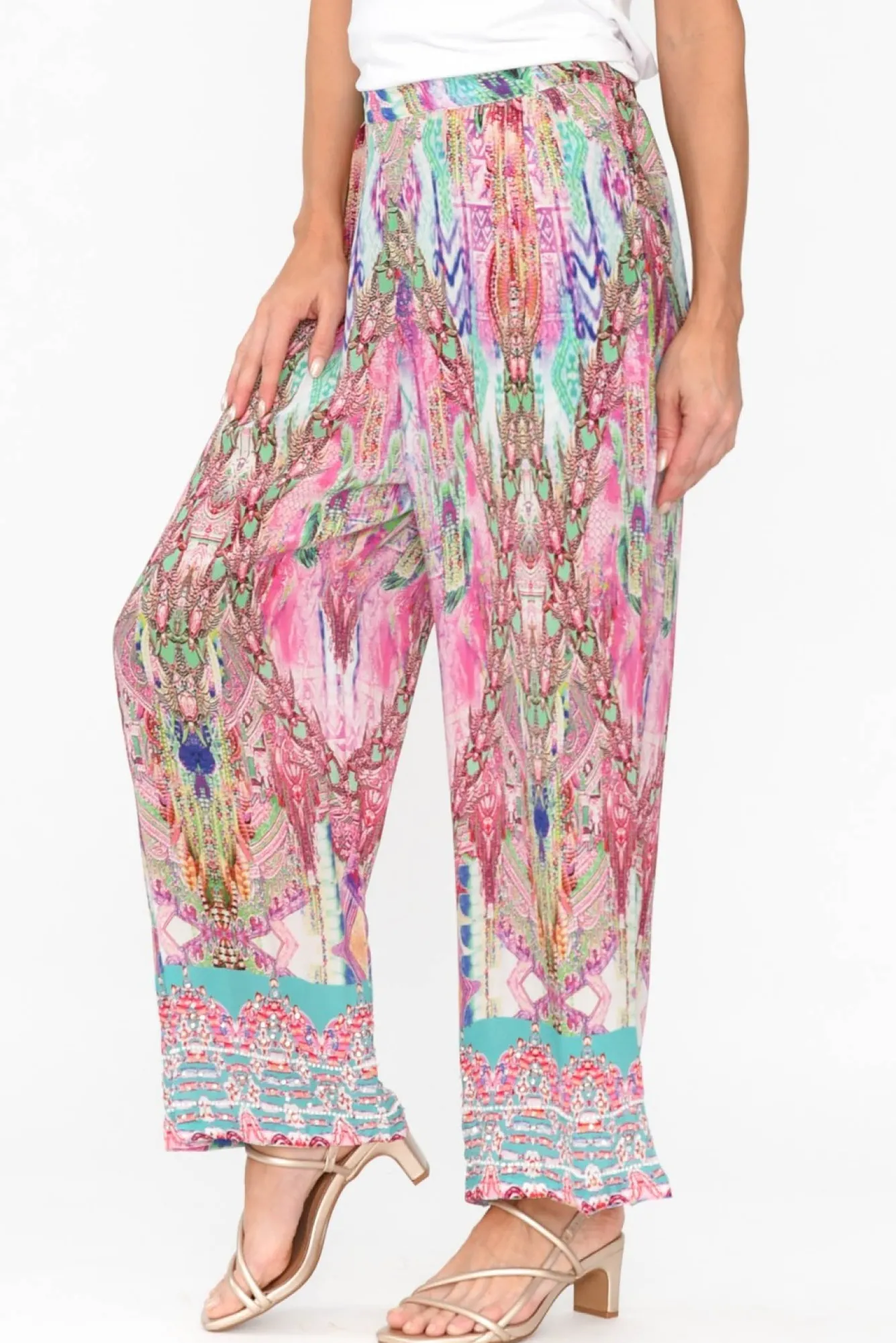 Pants<Fashion Spectrum Zahara Pink Silk Wide Leg Pant