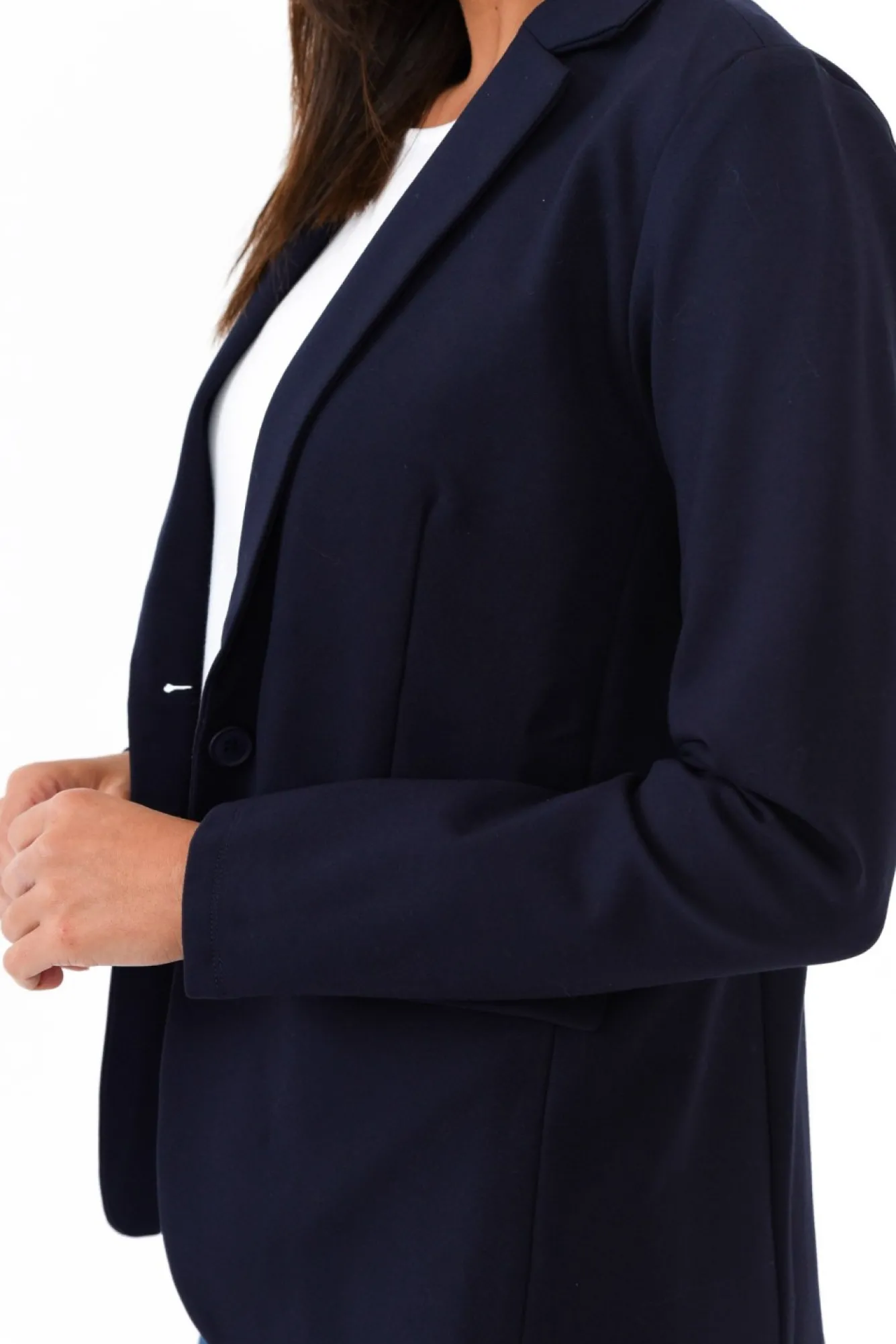Jackets<Brave u0026 True Zander Navy Collared Blazer